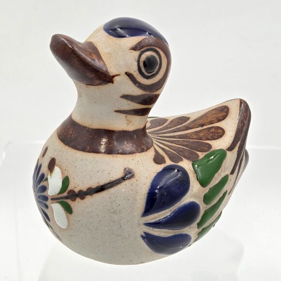Tonala Other - Tonala Mexican Folk Art Pottery Duck Figurine Hand Painted Bird Sculpture